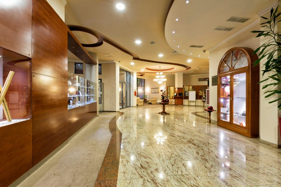 Elevate your commercial hotel lobbies and bathrooms with Low Country Granite’s exquisite granite solutions.